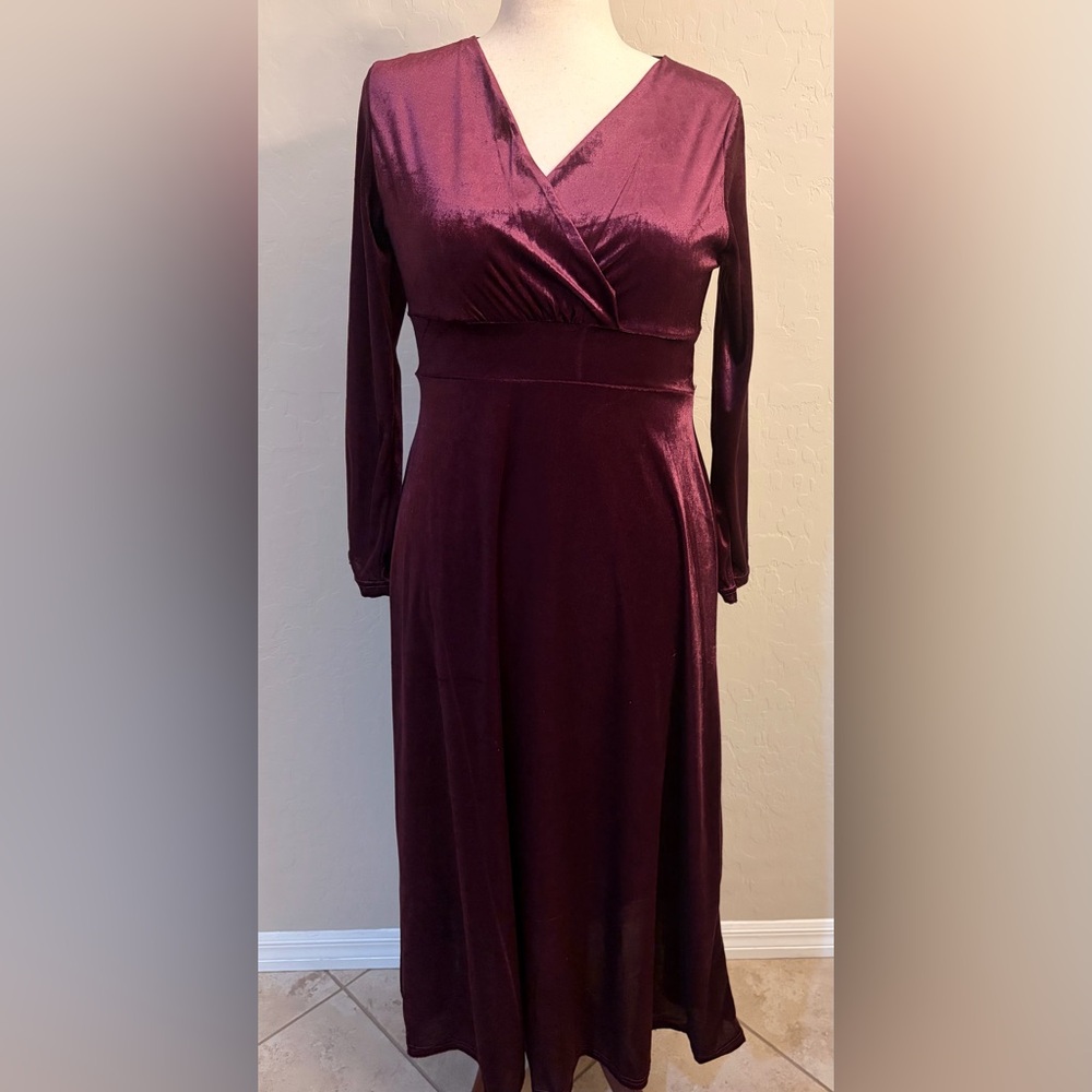 Chic Long Sleeve Burgundy Dress